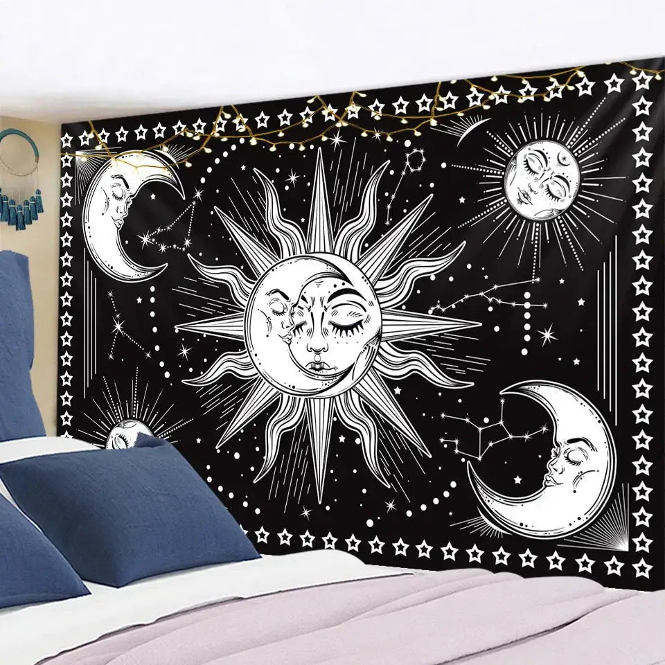 Mandala Black White Tapestry