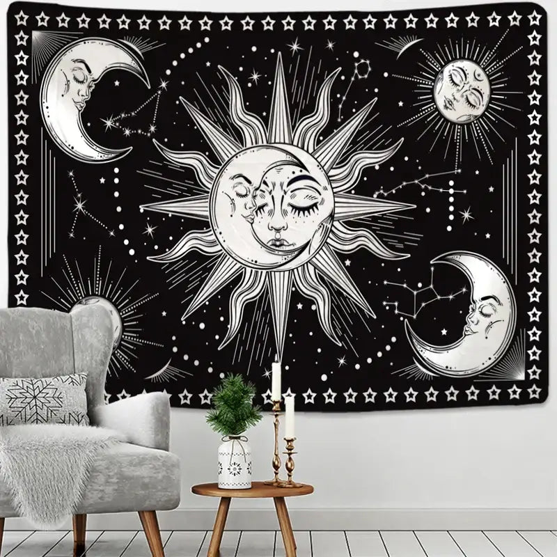 Mandala Black White Tapestry