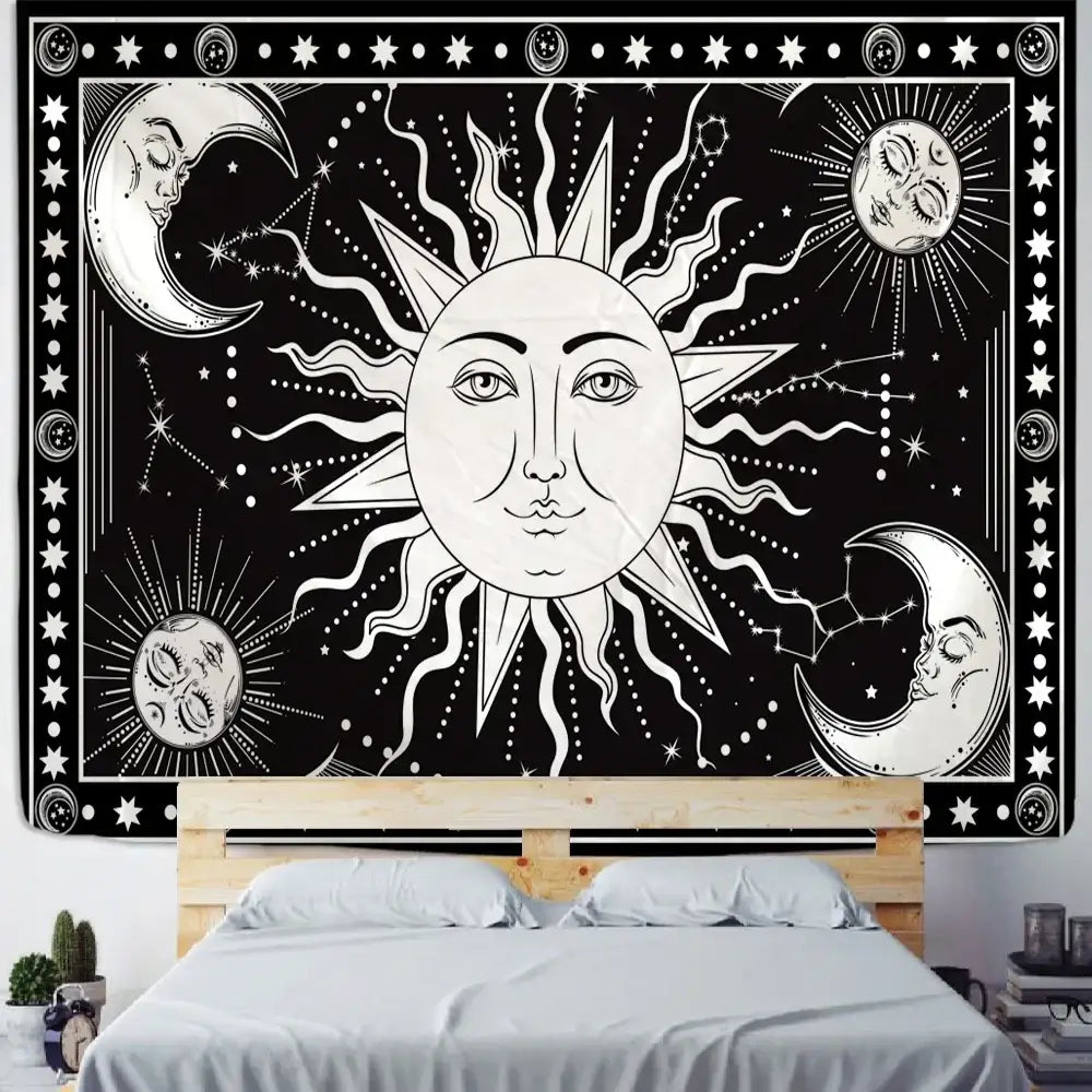 Mandala Black White Tapestry