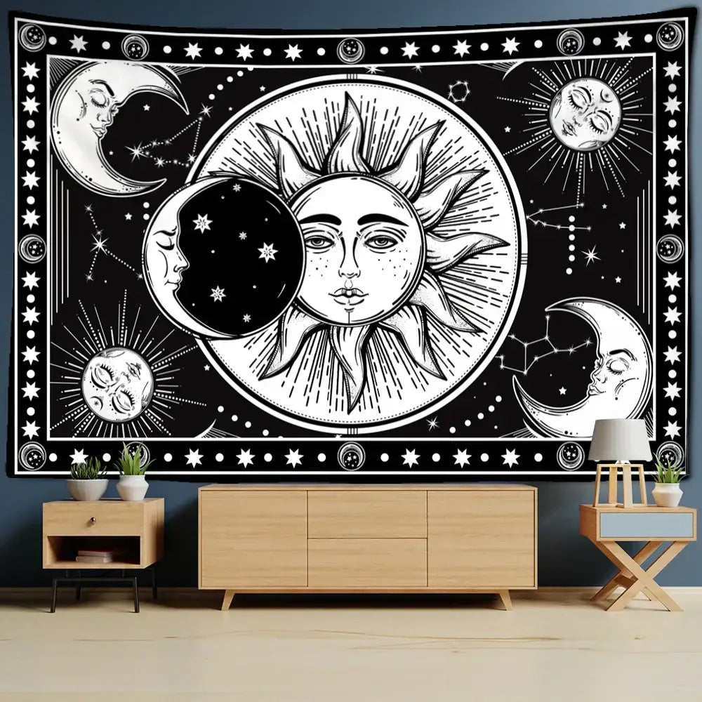 Mandala Black White Tapestry