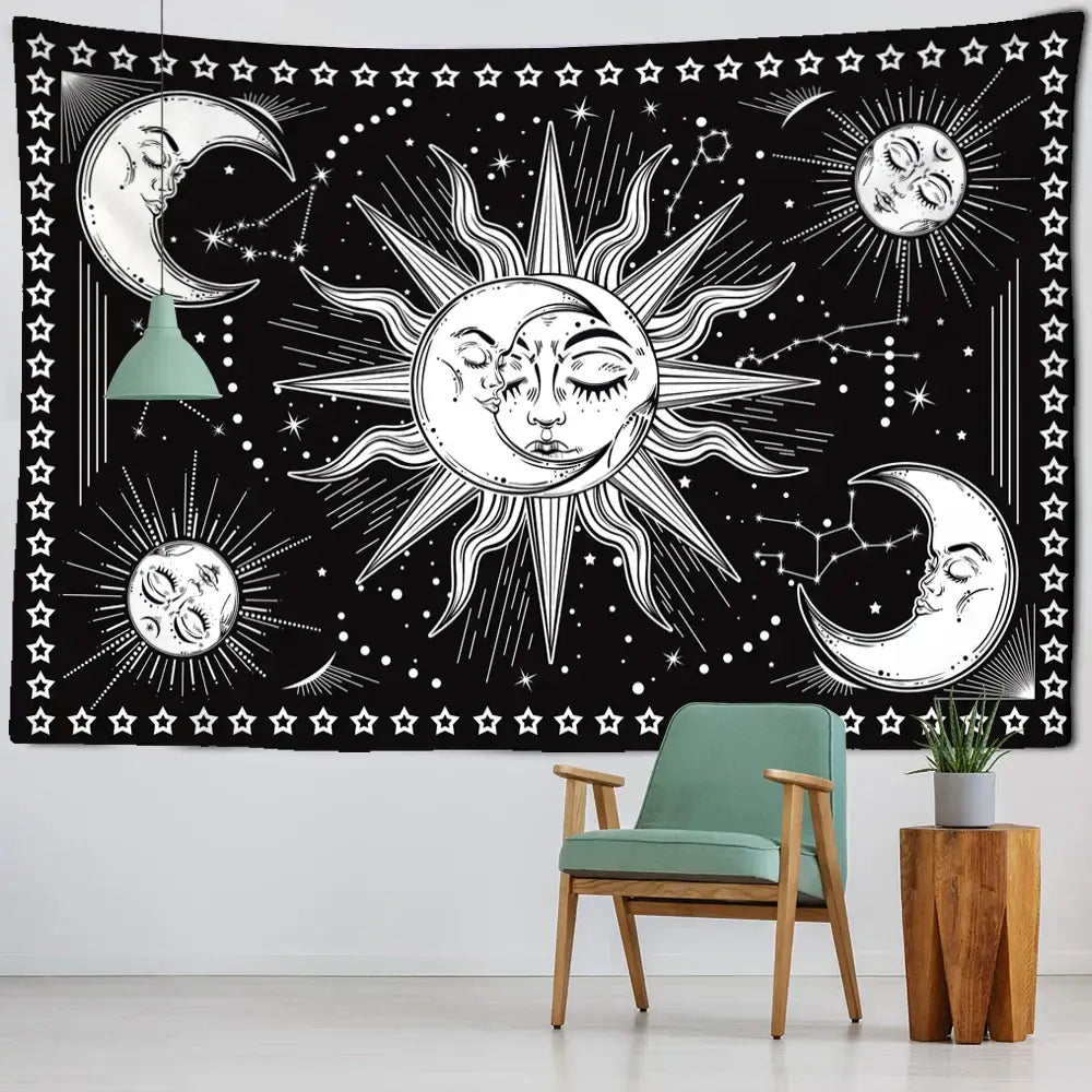 Mandala Black White Tapestry