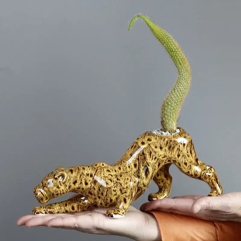 Leopard Ceramic Flowerpot Decor