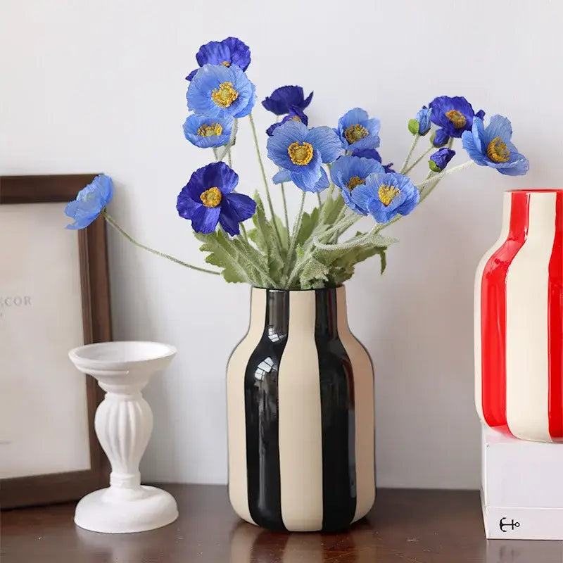Black Striped Ceramic Vase