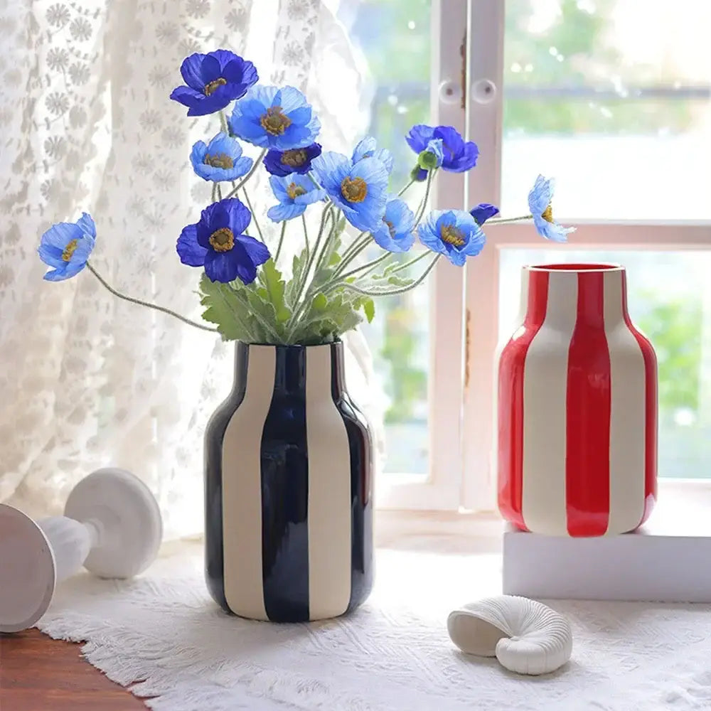 Black Striped Ceramic Vase
