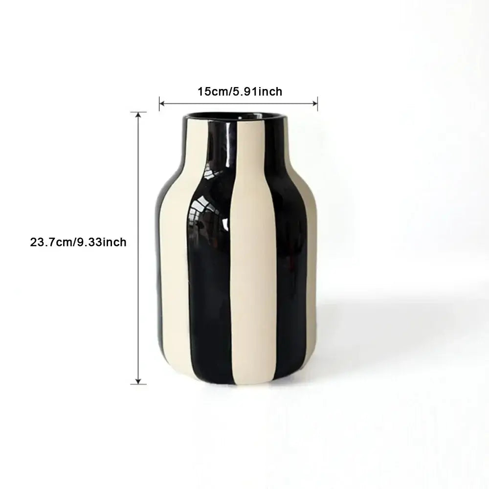 Black Striped Ceramic Vase