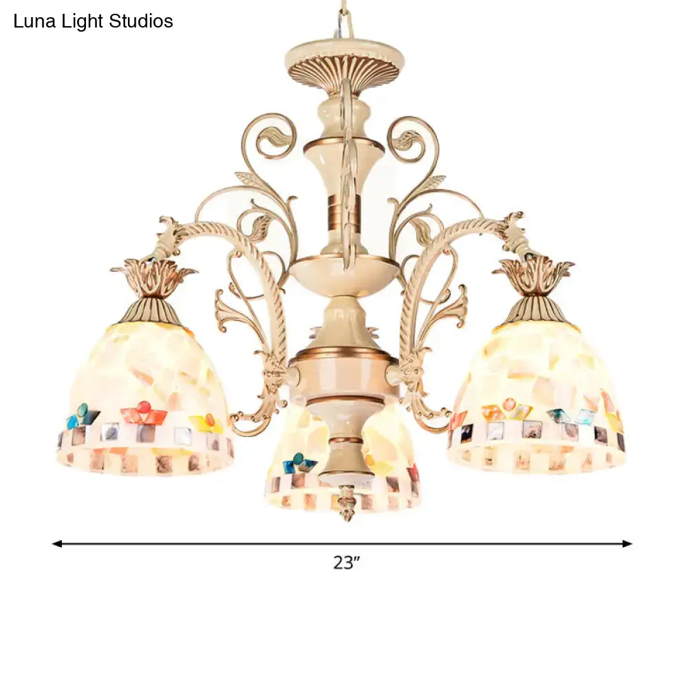 Cream Floral Glass Chandelier