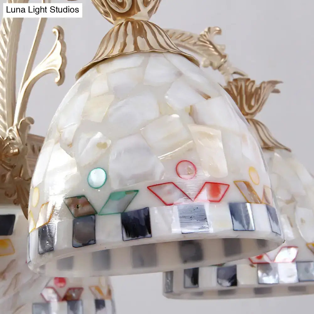 Cream Floral Glass Chandelier