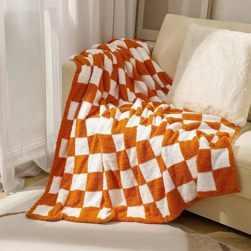 Checkerboard Knit Throw Blanket