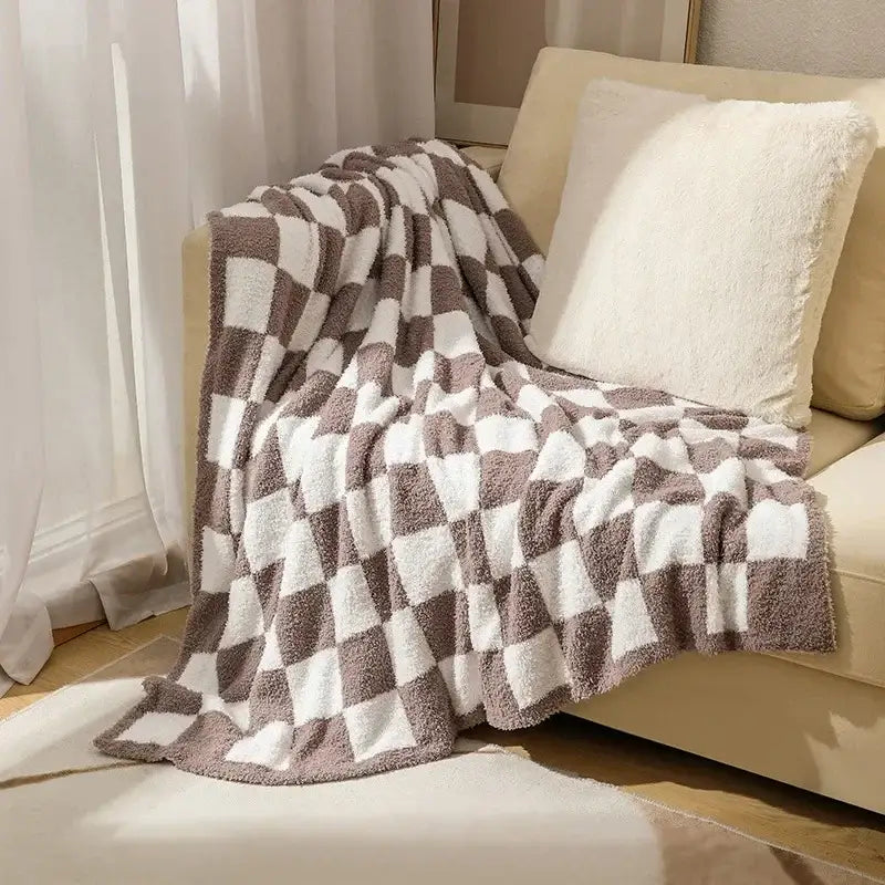 Checkerboard Knit Throw Blanket
