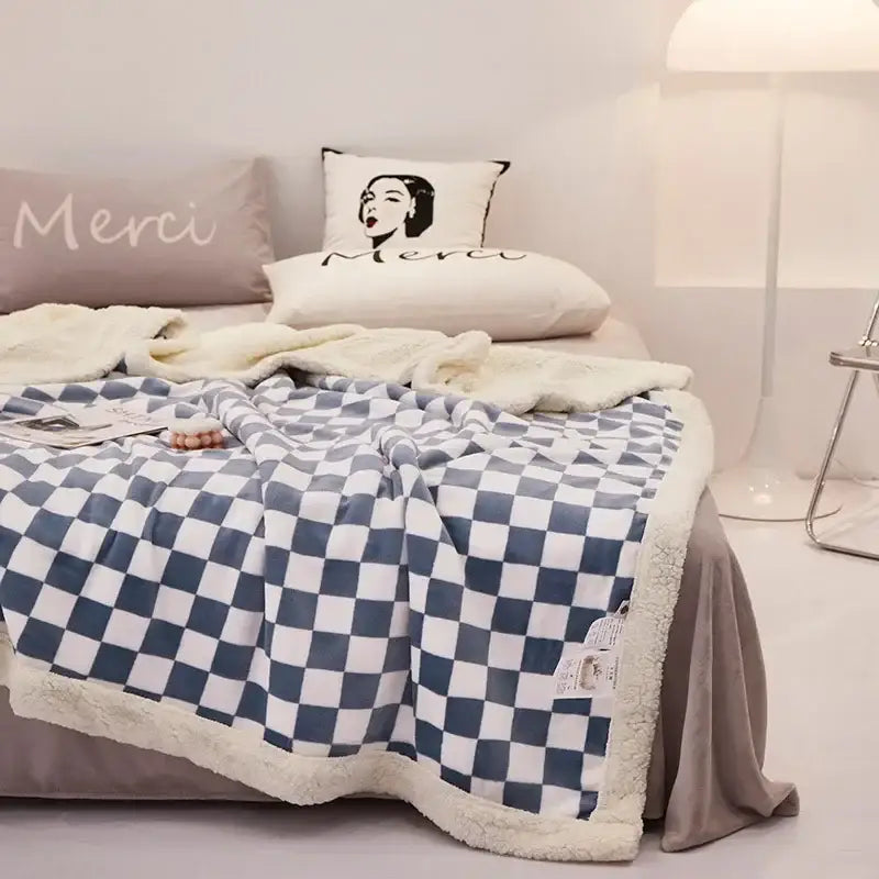 Checkerboard Lamb Fleece Blanket