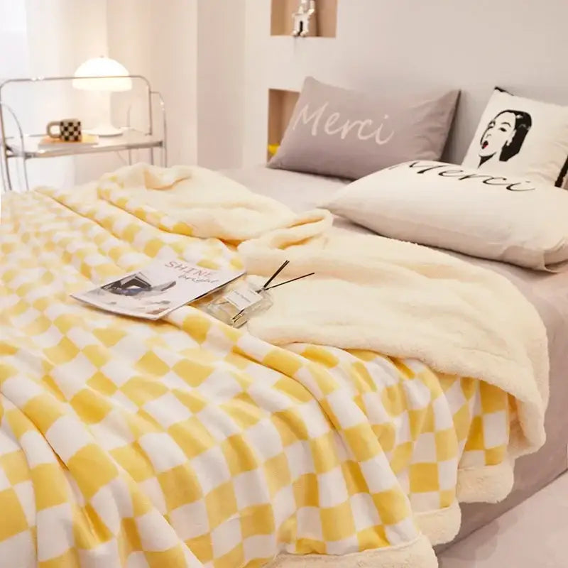 Checkerboard Lamb Fleece Blanket