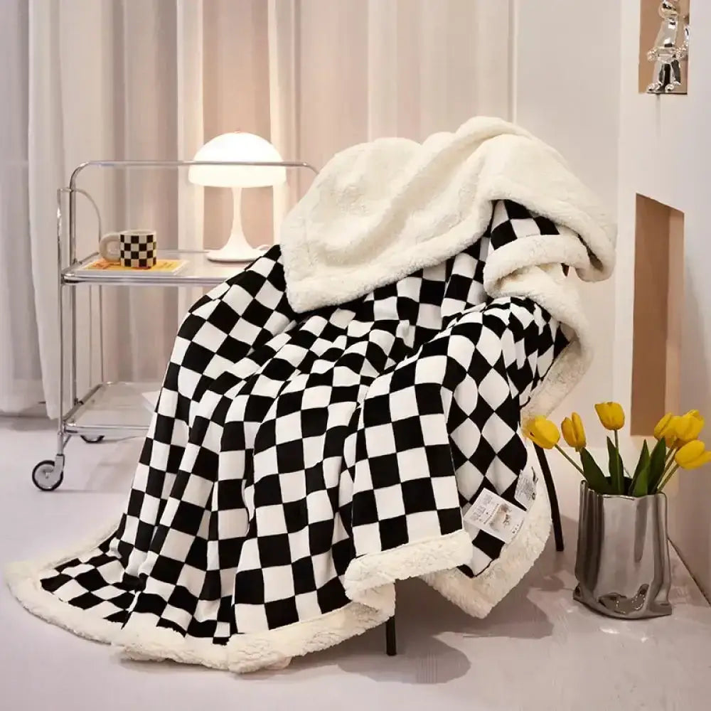 Checkerboard Lamb Fleece Blanket