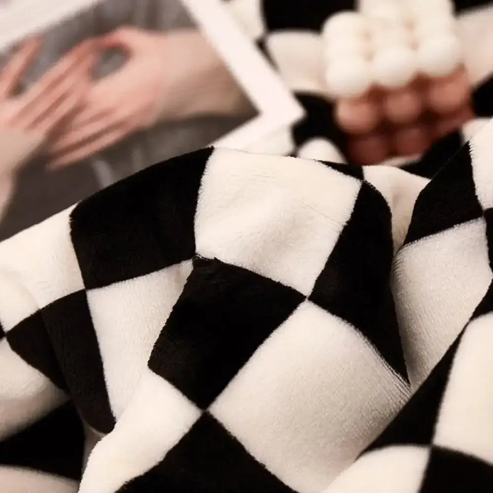 Checkerboard Lamb Fleece Blanket
