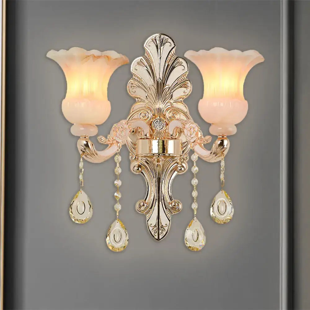 Champagne Crystal Flower Sconce