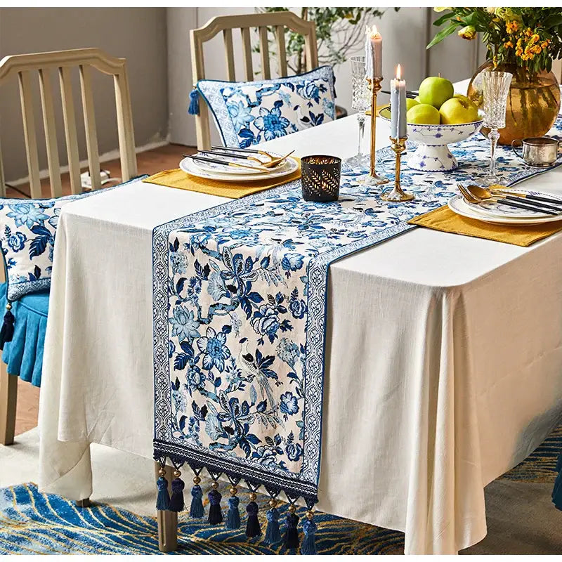 Chinoiserie Porcelain Table Runner