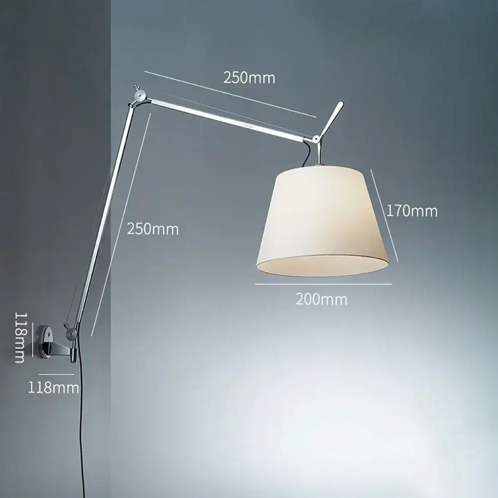 Chrome Industrial Fabric Shade Wall Light