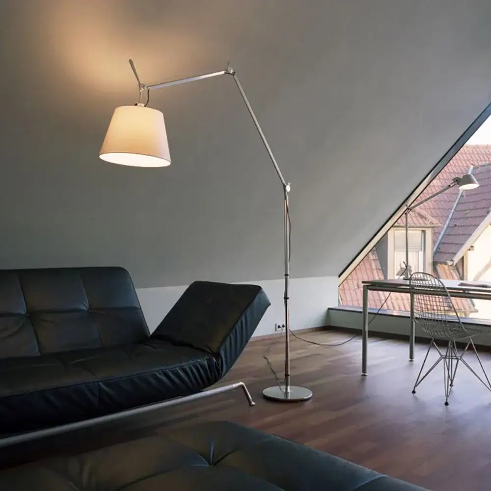 Chrome Industrial Fabric Shade Wall Light