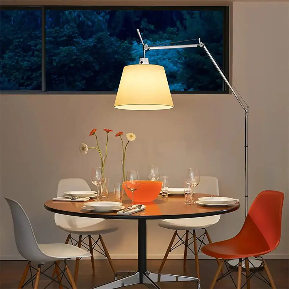 Chrome Industrial Fabric Shade Wall Light