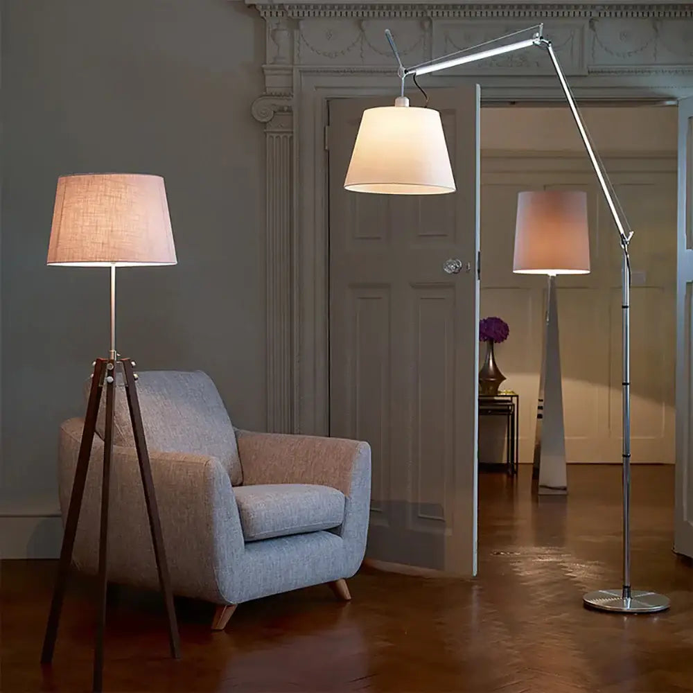 Chrome Industrial Fabric Shade Wall Light