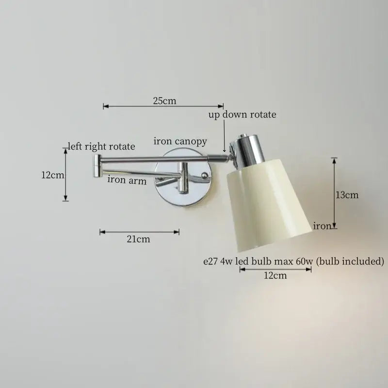 Chrome LED Wall Lamp with Adjustable Swing Arm