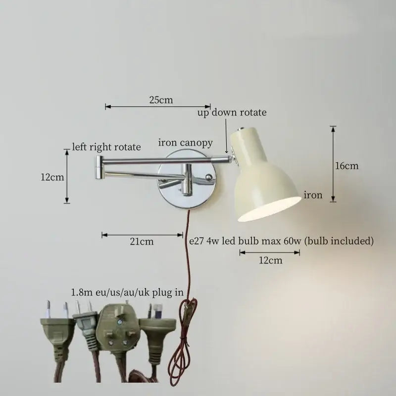 Chrome LED Wall Lamp with Adjustable Swing Arm