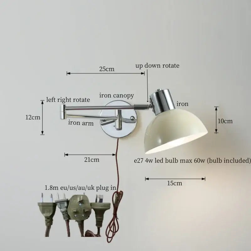 Chrome LED Wall Lamp with Adjustable Swing Arm