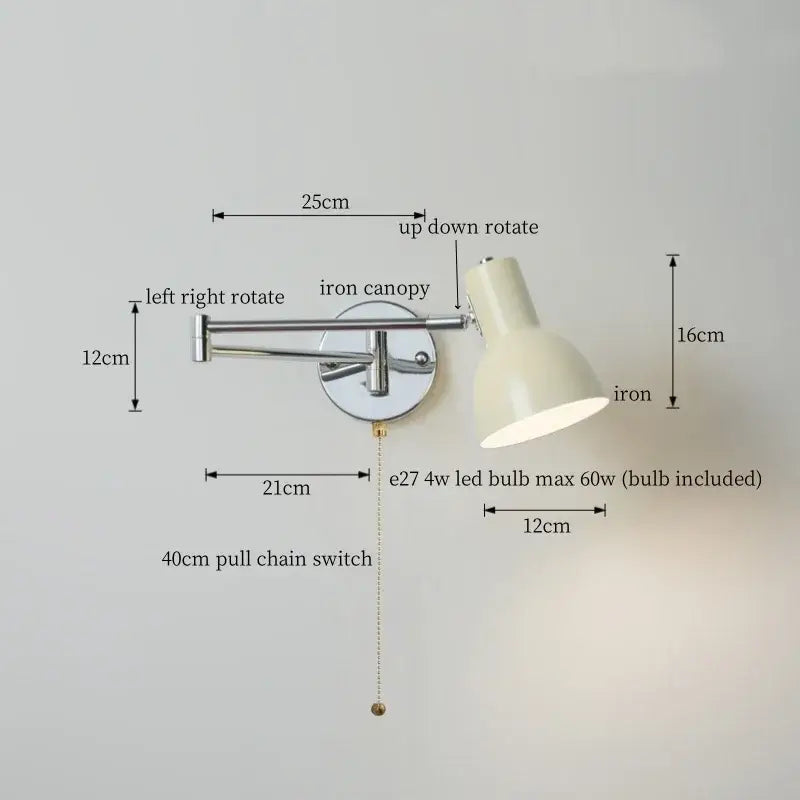 Chrome LED Wall Lamp with Adjustable Swing Arm