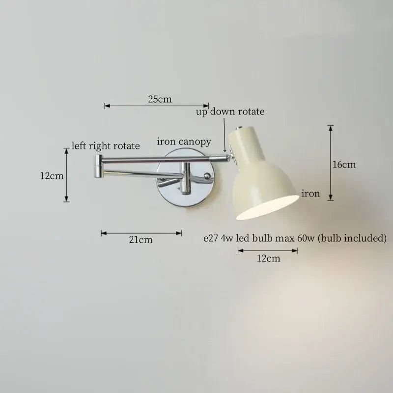 Chrome LED Wall Lamp with Adjustable Swing Arm