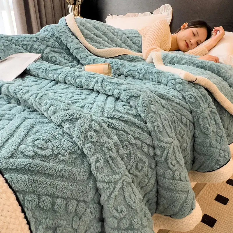 Cream Black Knit Blanket
