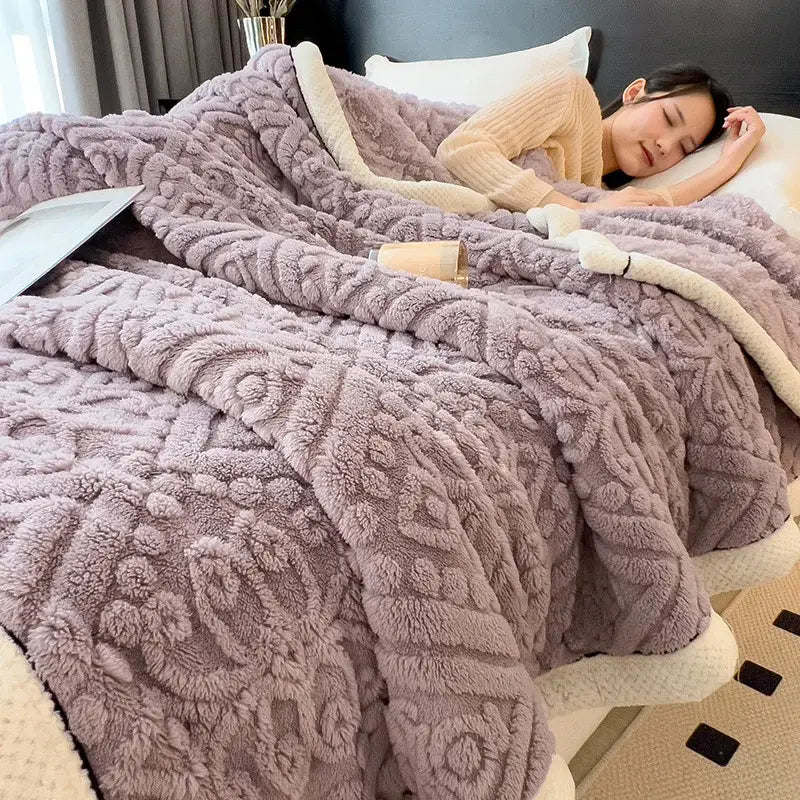 Cream Black Knit Blanket
