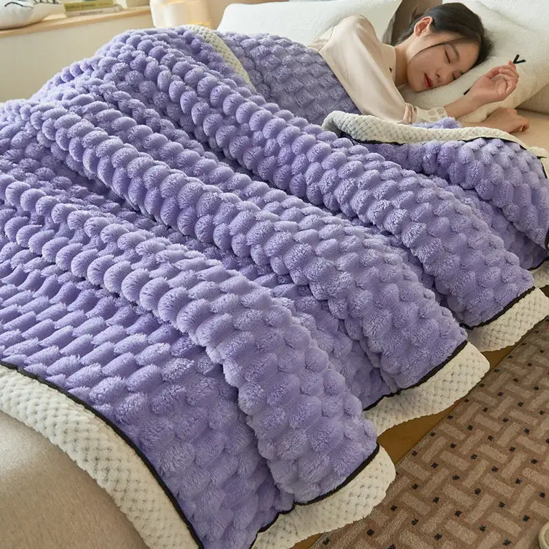 Cream Black Knit Blanket