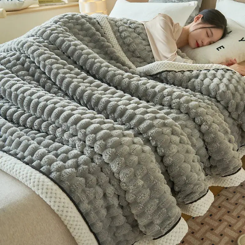 Cream Black Knit Blanket