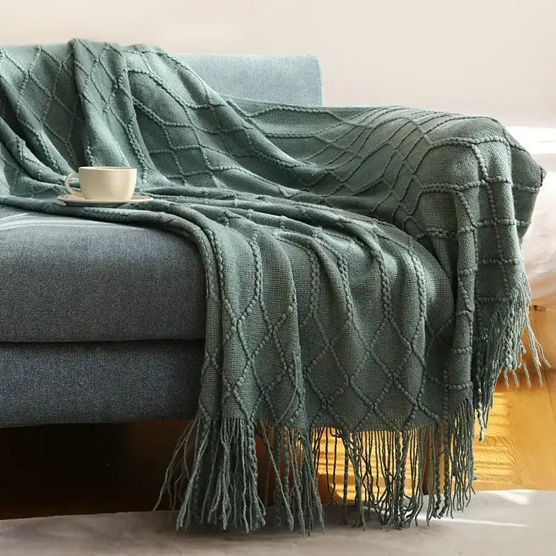 Mustard Ribbed Knit Blanket