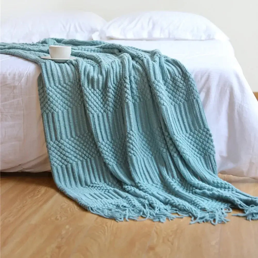 Mustard Ribbed Knit Blanket
