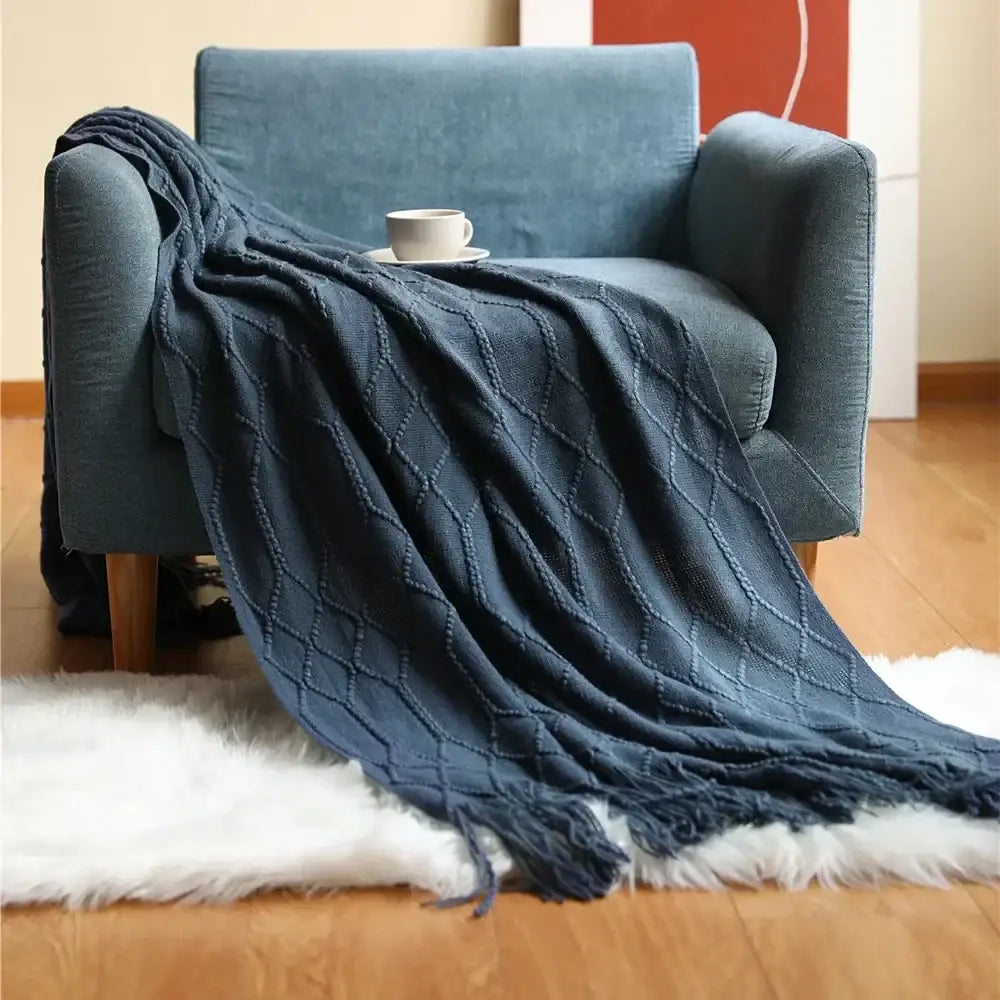 Mustard Ribbed Knit Blanket