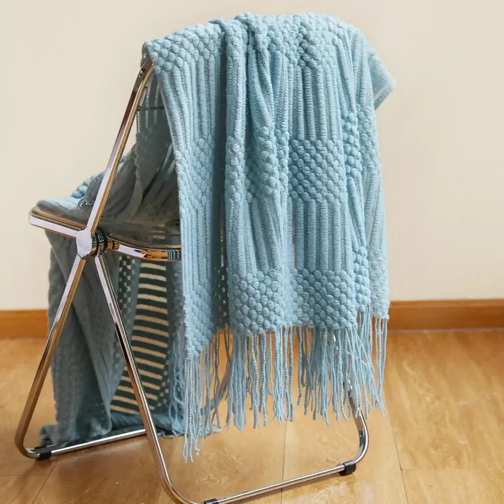 Mustard Ribbed Knit Blanket