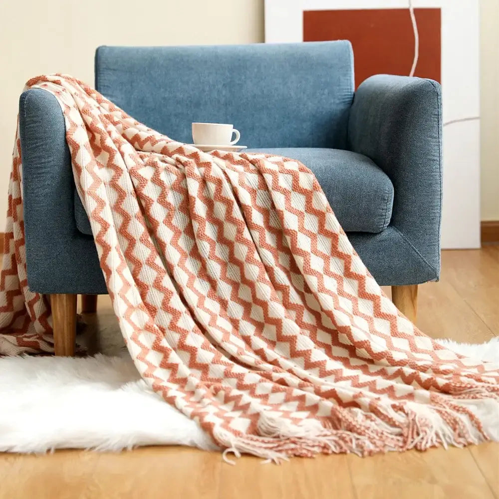Mustard Ribbed Knit Blanket