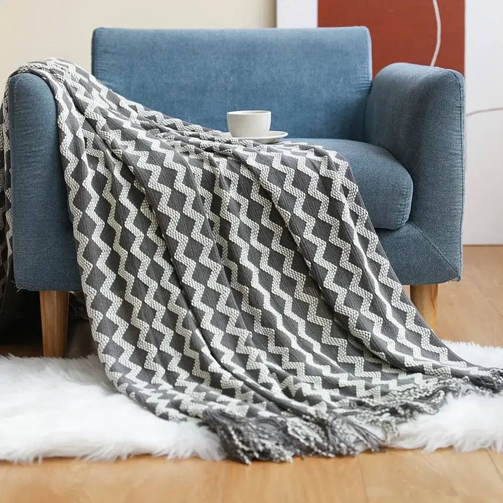 Mustard Ribbed Knit Blanket
