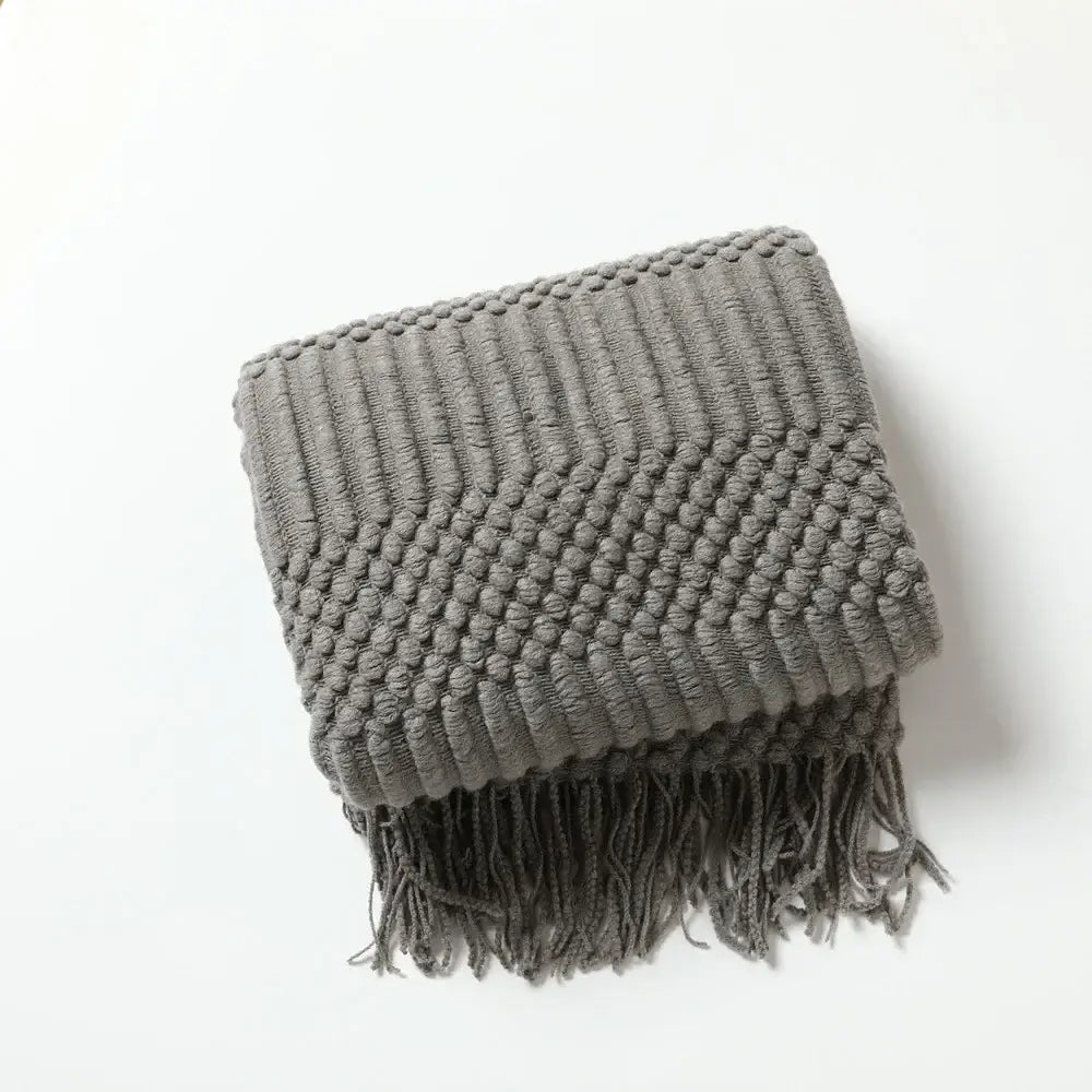 Mustard Ribbed Knit Blanket
