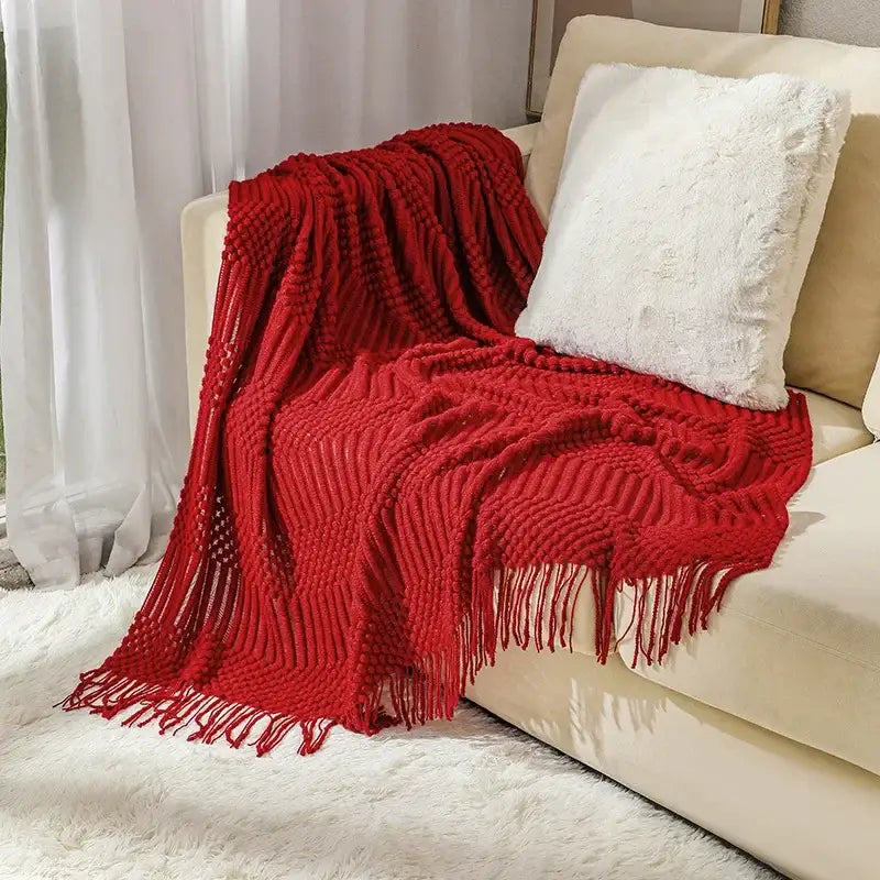Mustard Ribbed Knit Blanket