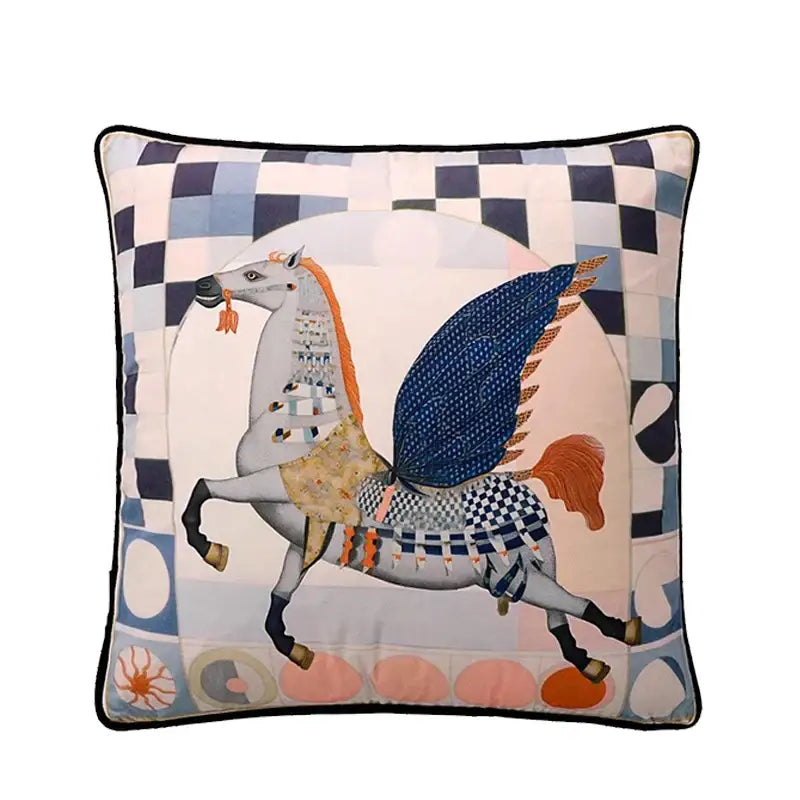 Blue Velvet Horse Cushion