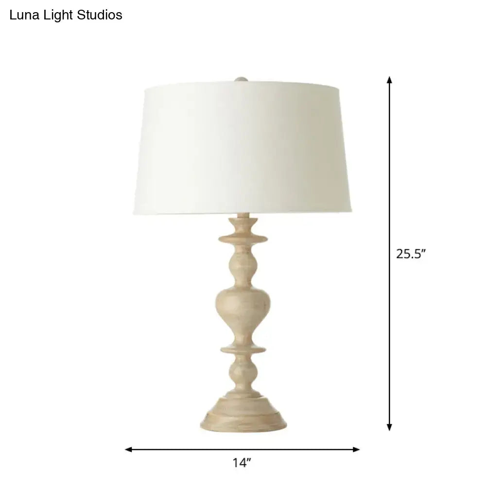 Wood Table Lamp Classic Bedroom LED Compatible