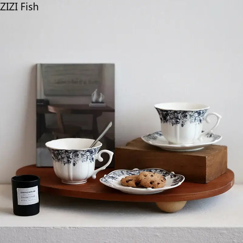 Grey Blue Rose Ceramic Set