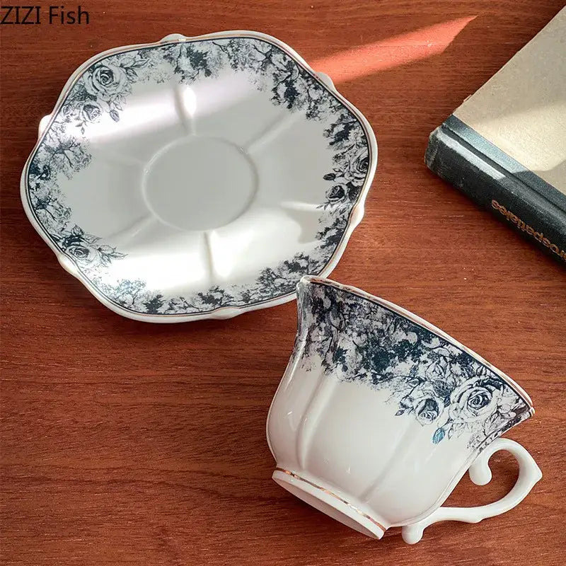 Grey Blue Rose Ceramic Set
