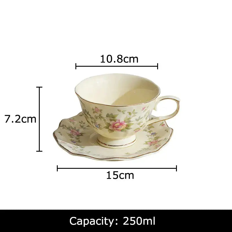 Pink Rose Ceramic Cup Set