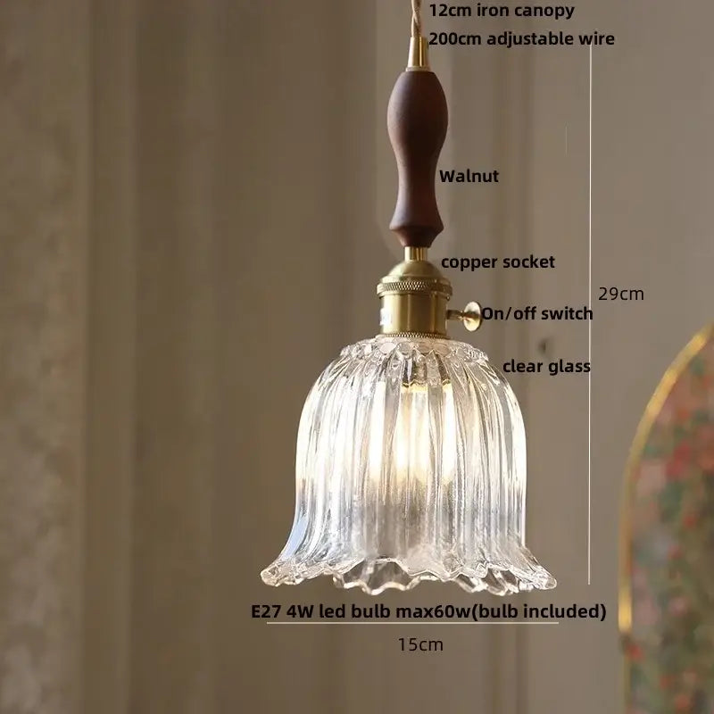 Clear Glass Floral Pendant