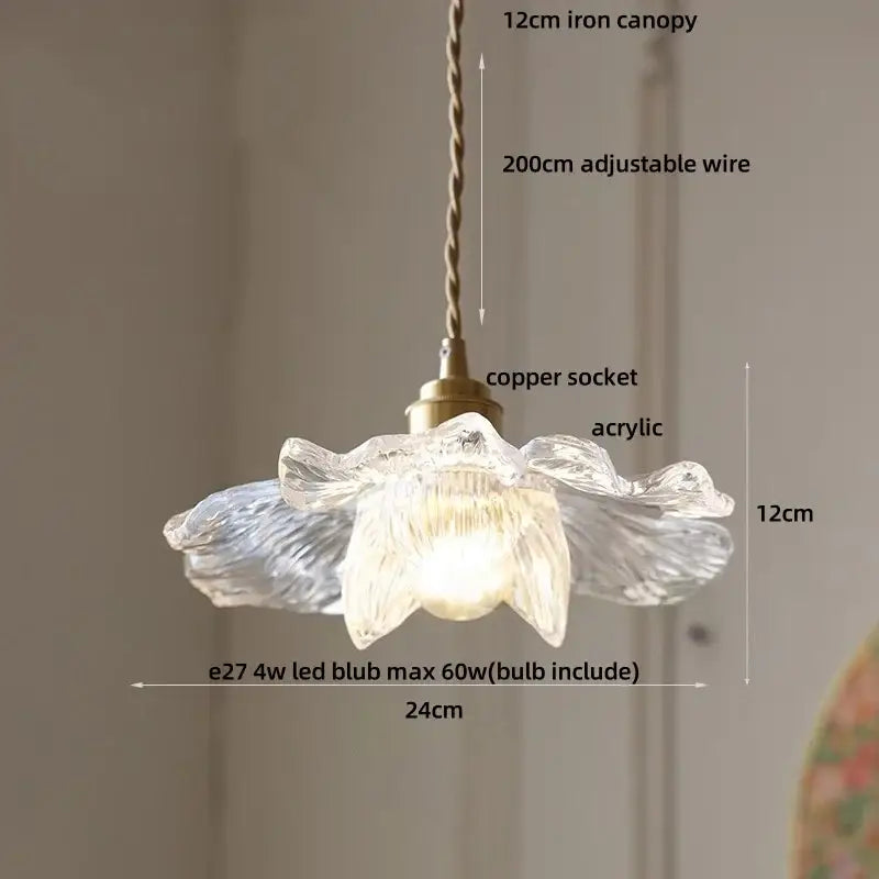 Clear Glass Floral Pendant