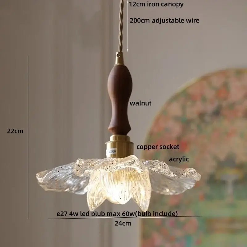 Clear Glass Floral Pendant