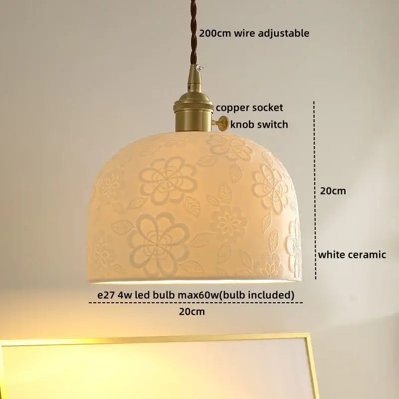 Brass Ceramic LED Pendant Light with Color Modes