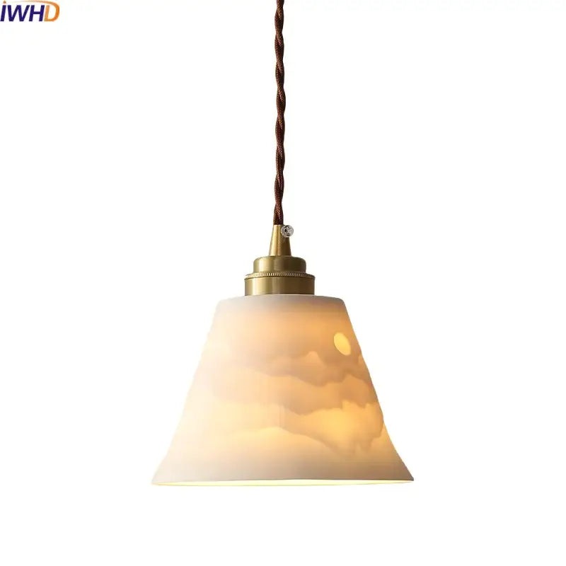 Brass Ceramic LED Pendant Light with Color Modes